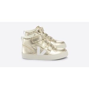 Veja V-10 Mid Metallic Gold Leather High Top Sneakers Kids Size 8 US 24 EUR